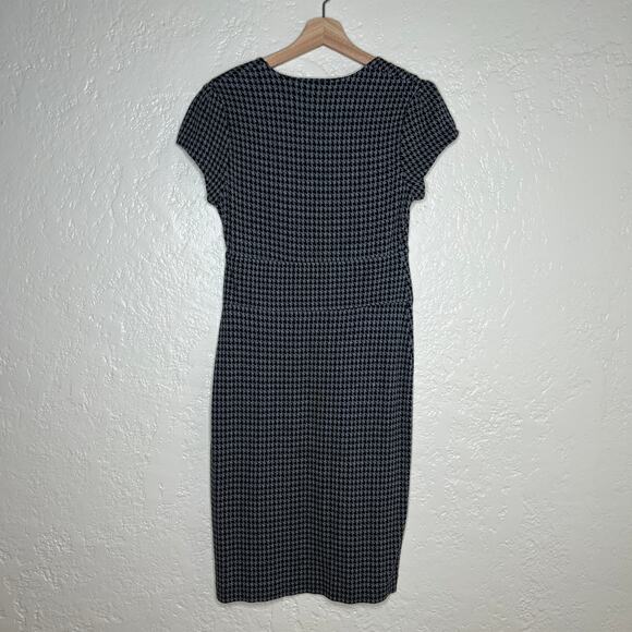 Banana Republic Women’s Black Gray Houndstooth Sheath Dress Size Medium - Picture 3 of 5